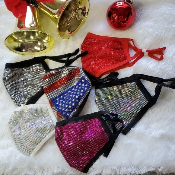 Red Austrian Crystal Facemask - Picture 5 of 5